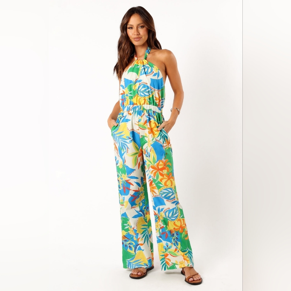 Petal & Pup Harriet Halter Jumpsuit in Malta Print